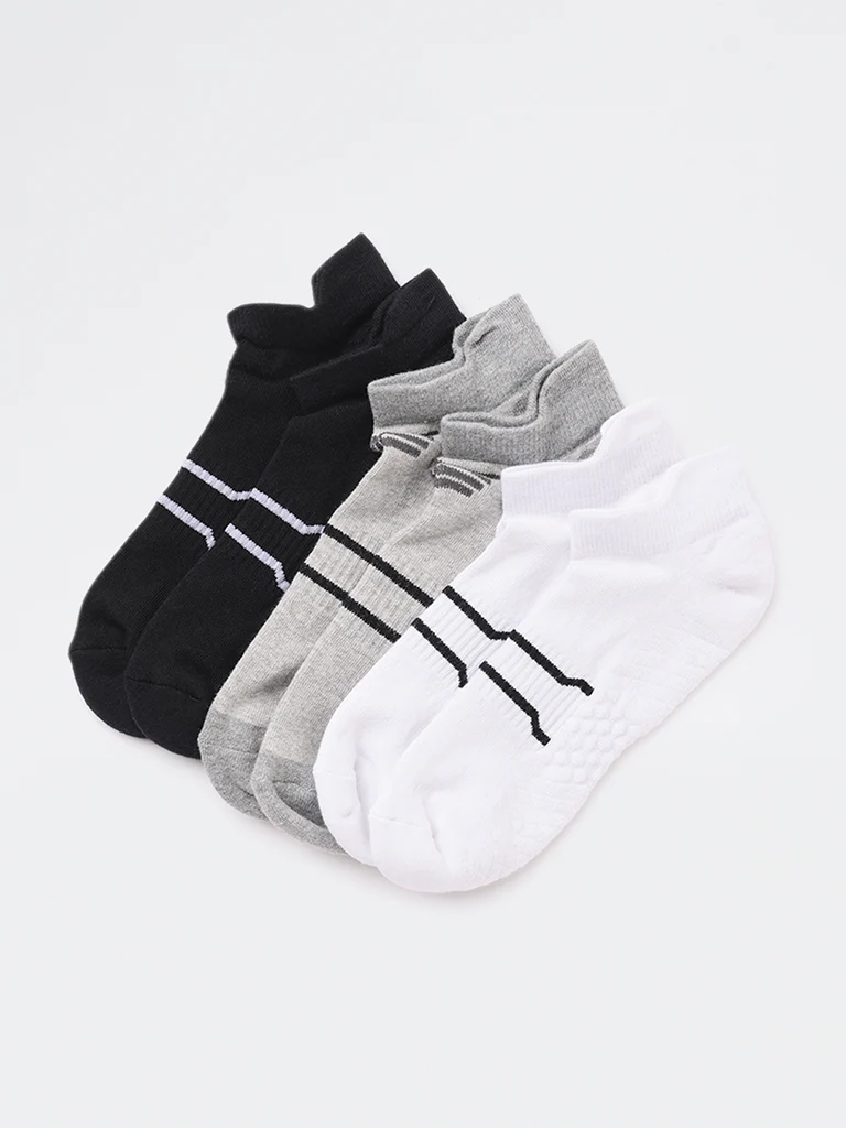 WES Lounge Grey Cotton-Blend Socks - Pack of 3 - Image 2
