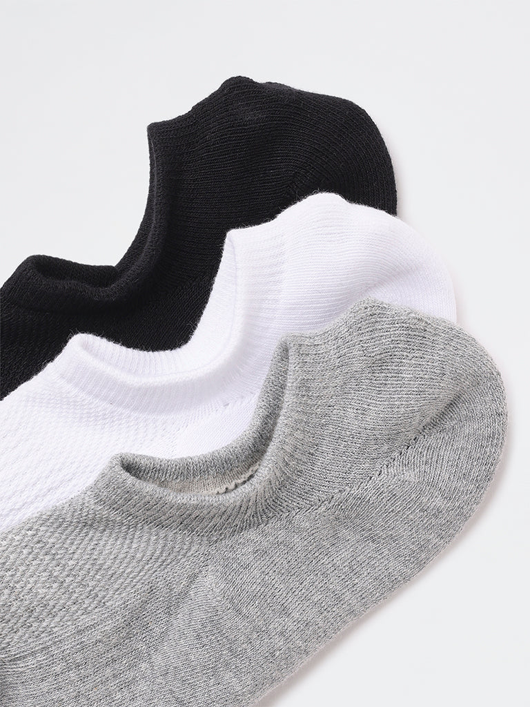 WES Lounge Grey Cotton-Blend Socks - Pack of 3 - Image 3