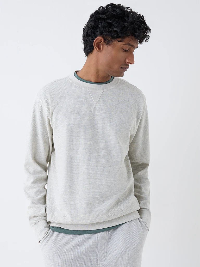 WES Lounge Grey Relaxed-Fit Cotton-Blend Sweatshirt