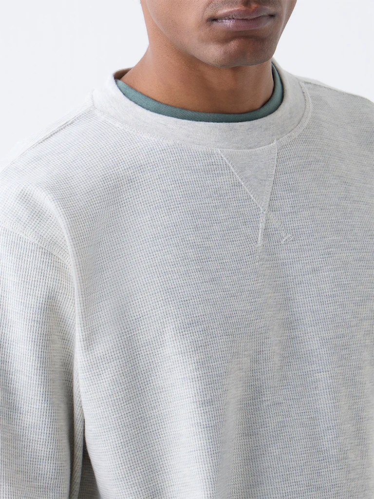 WES Lounge Grey Relaxed-Fit Cotton-Blend Sweatshirt - Image 4