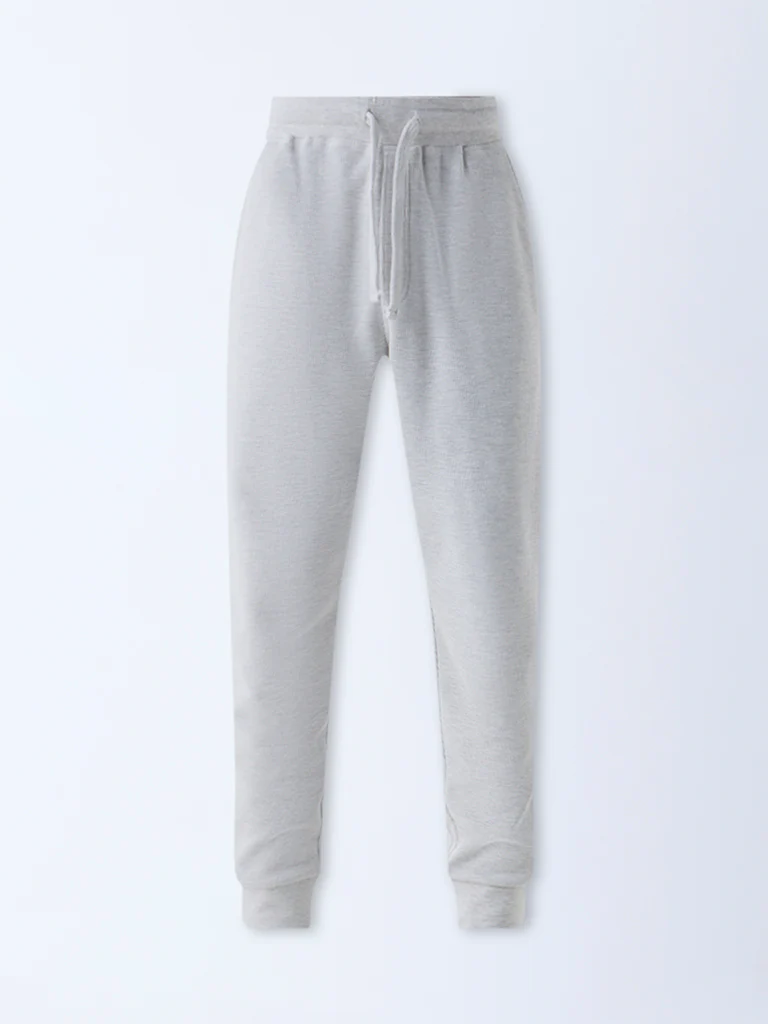 WES Lounge Grey Relaxed-Fit Mid-Rise Cotton-Blend Joggers - Image 6