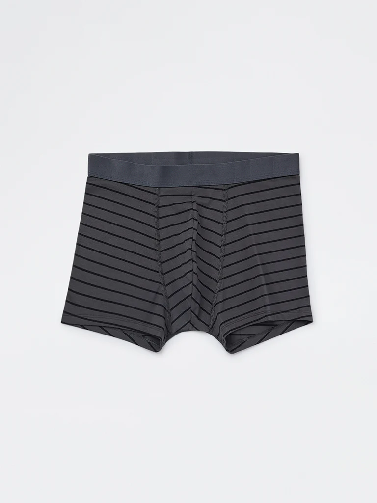 WES Lounge Grey Striped Cotton-Blend Trunks - Pack of 3 - Image 3