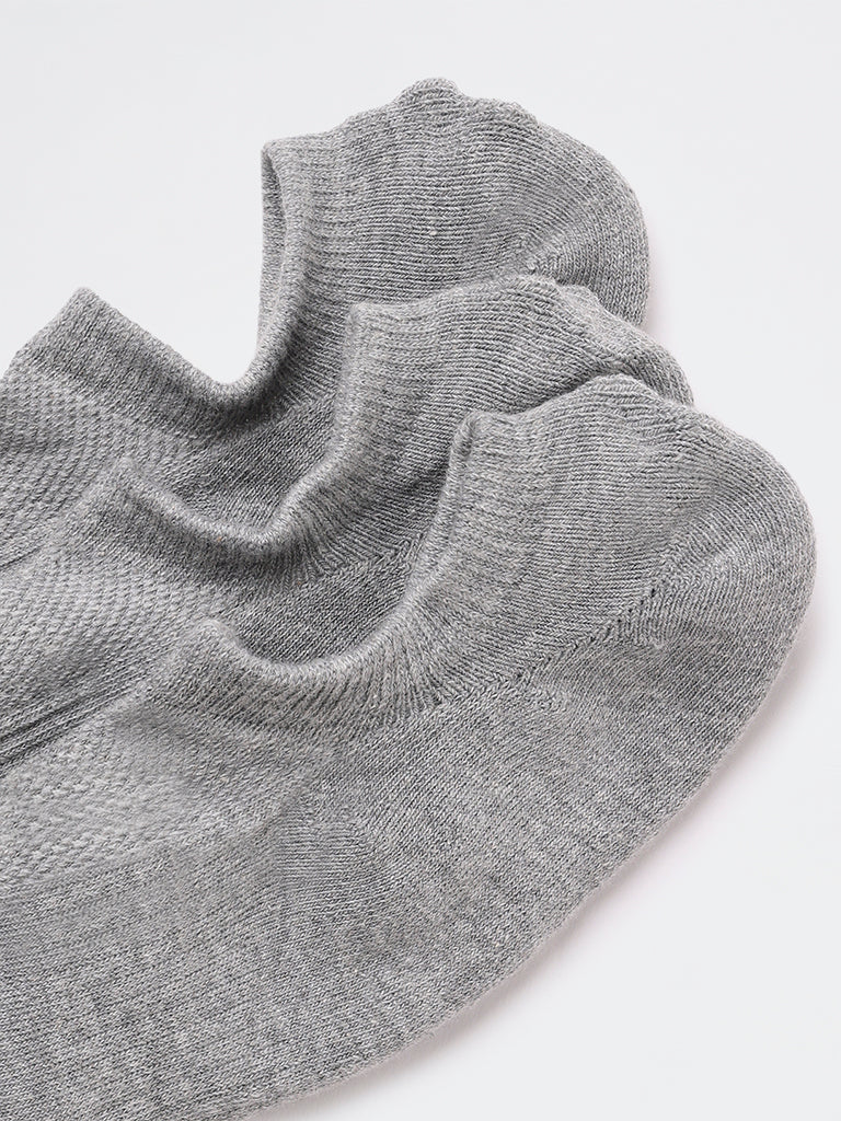 WES Lounge Grey Textured Cotton-Blend Socks - Pack of 3 - Image 4