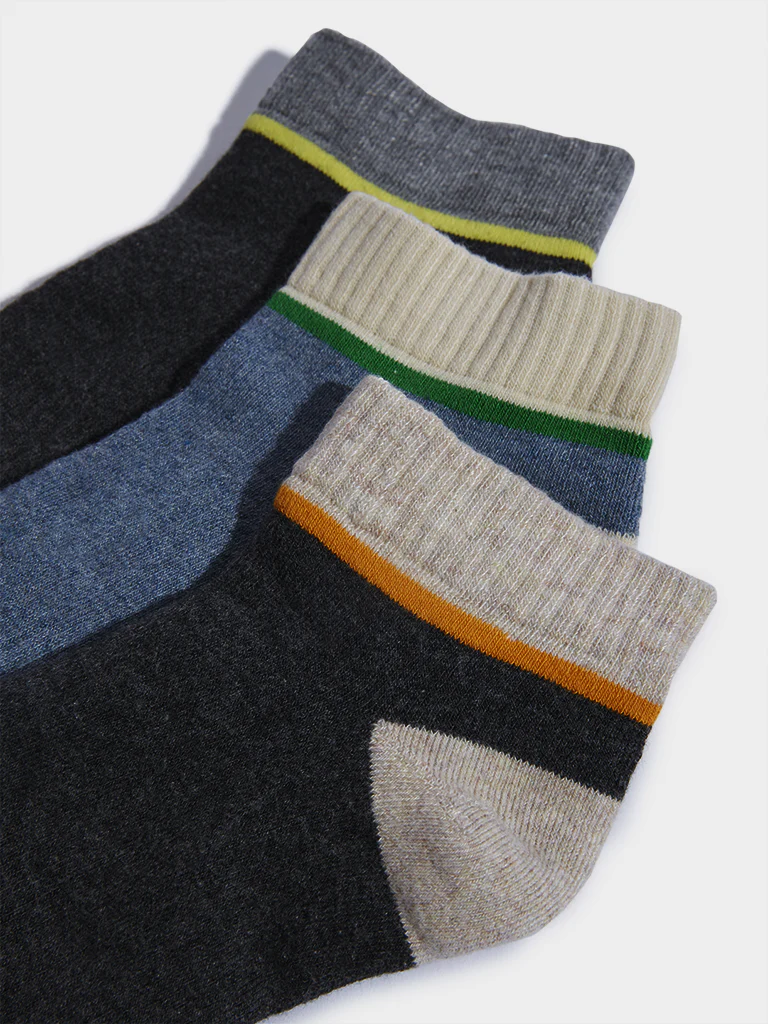 WES Lounge Multicolour Cotton-Blend Socks - Pack of 3 - Image 2