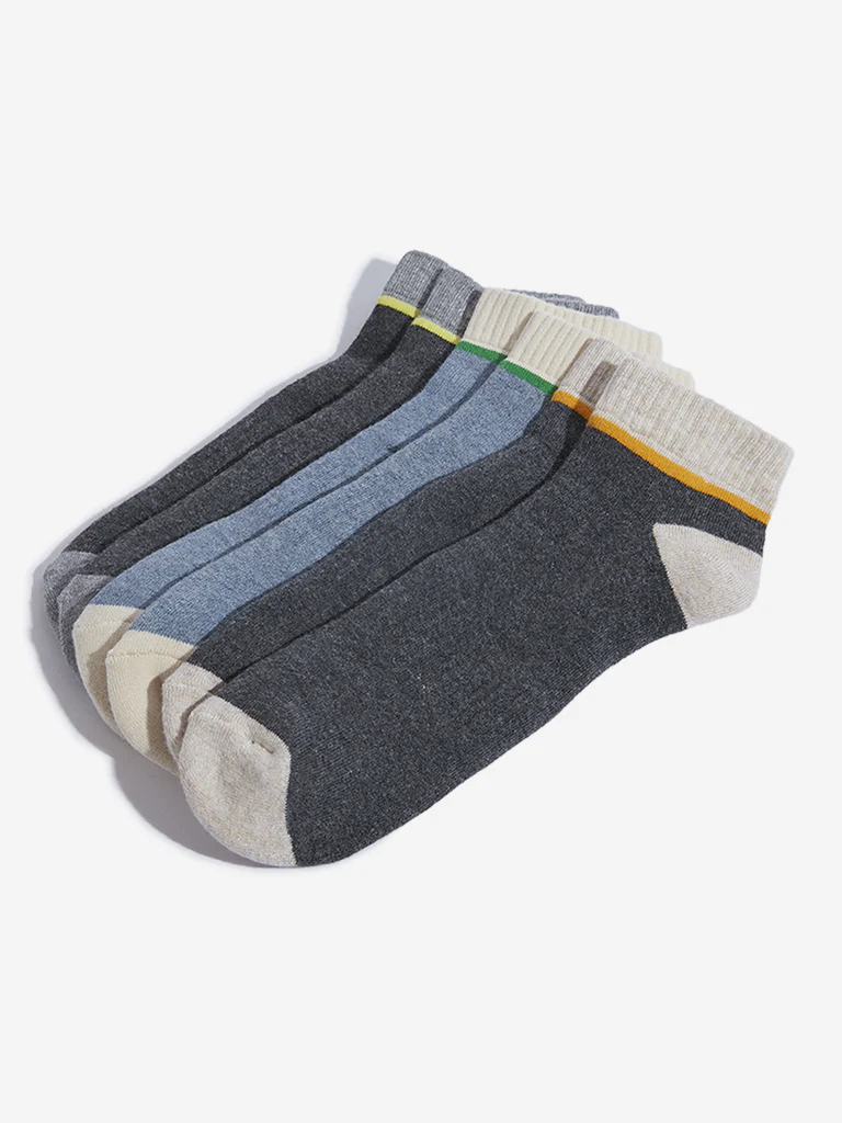 WES Lounge Multicolour Cotton-Blend Socks - Pack of 3 - Image 3