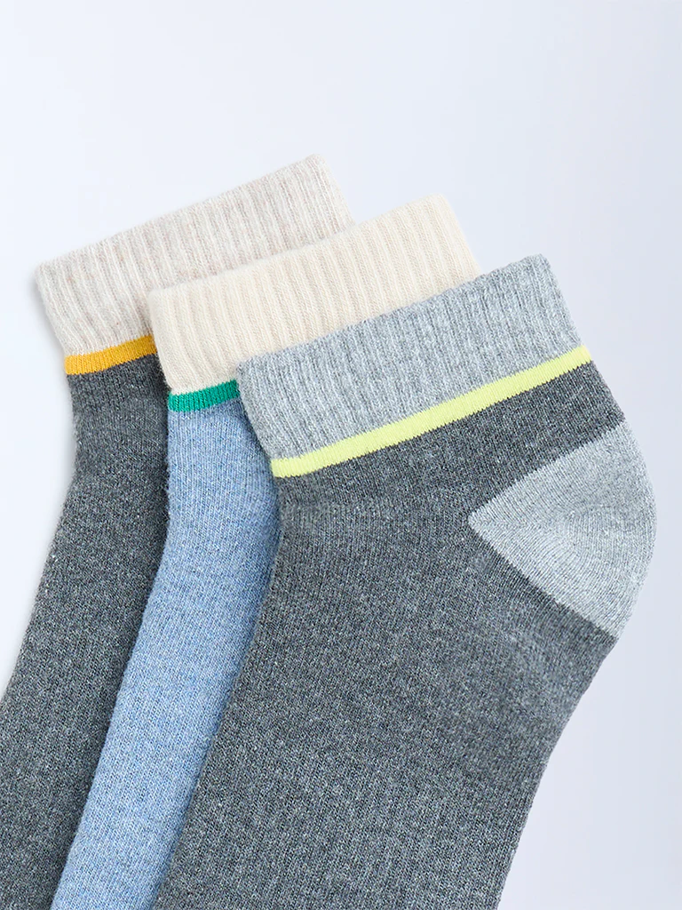 WES Lounge Multicolour Cotton-Blend Socks - Pack of 3 - Image 3