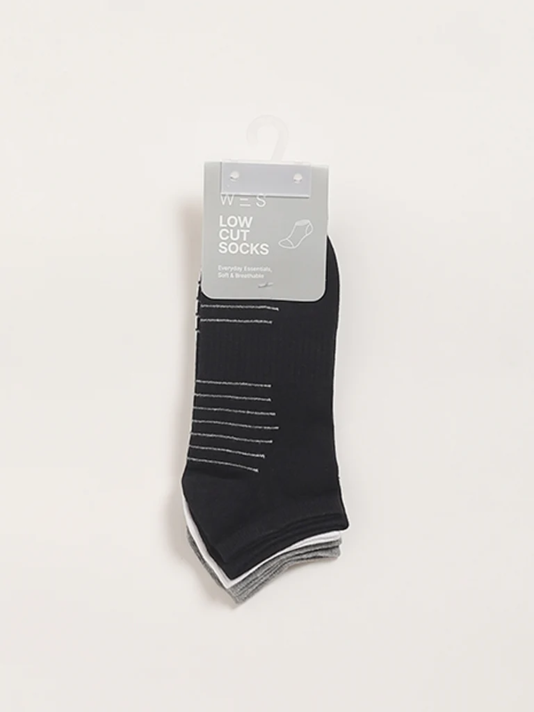 WES Lounge Multicolour Low Cut Cotton-Blend Socks - Pack of 3 - Image 3