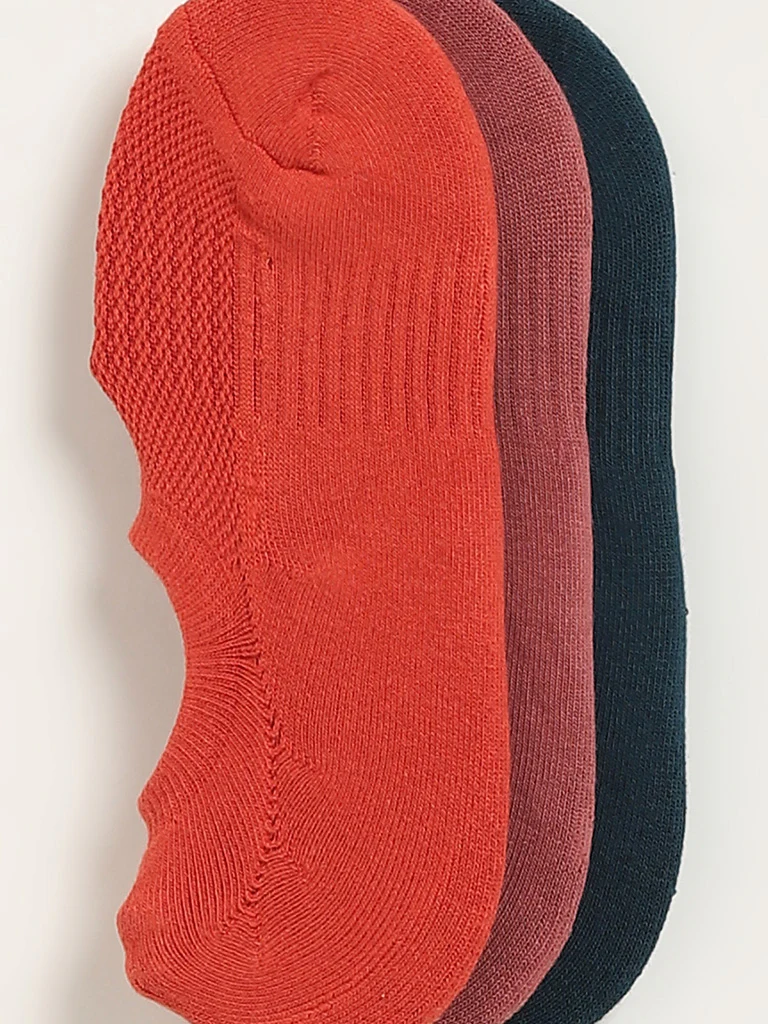WES Lounge Multicolour Solid Cotton-Blend Socks - Pack of 3 - Image 2
