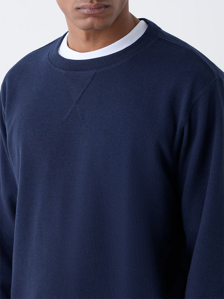 WES Lounge Navy Relaxed-Fit Cotton-Blend Sweatshirt - Image 4