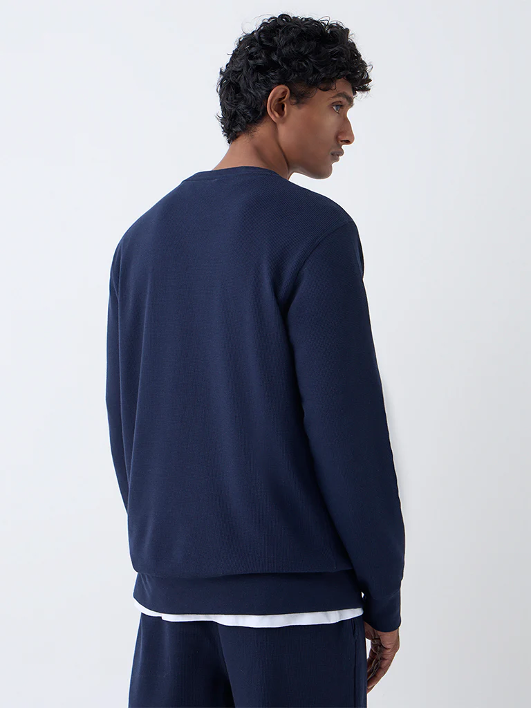 WES Lounge Navy Relaxed-Fit Cotton-Blend Sweatshirt - Image 5