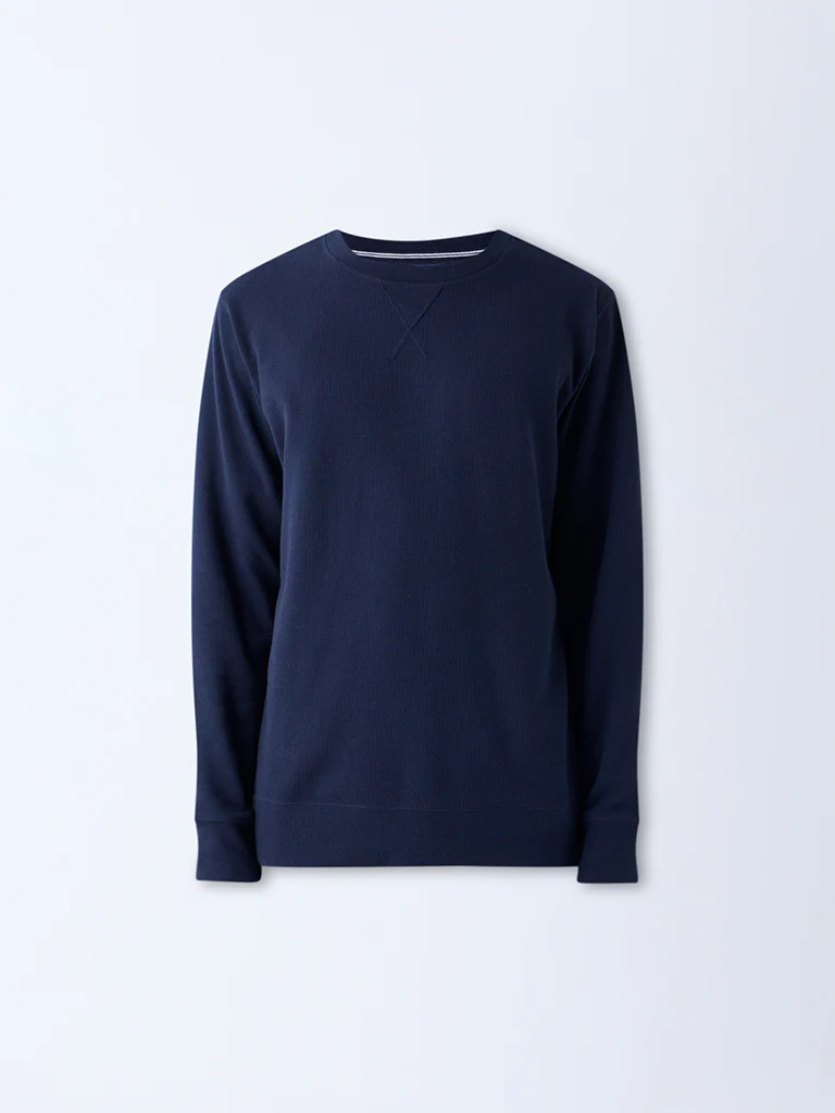 WES Lounge Navy Relaxed-Fit Cotton-Blend Sweatshirt - Image 6