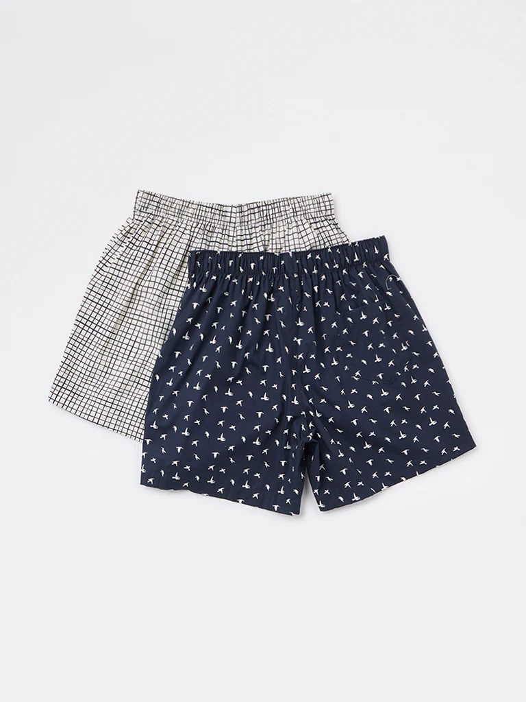 WES Lounge Navy Relaxed-Fit Cotton Boxers - Pack of 2 - Image 2