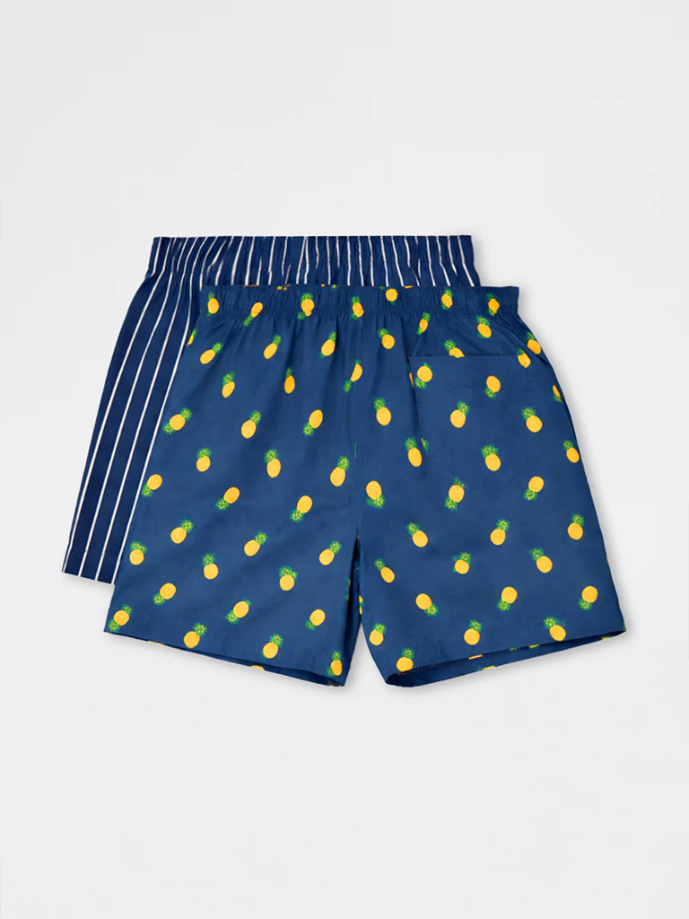 WES Lounge Navy Relaxed-Fit Cotton Boxers - Pack of 2 - Image 2