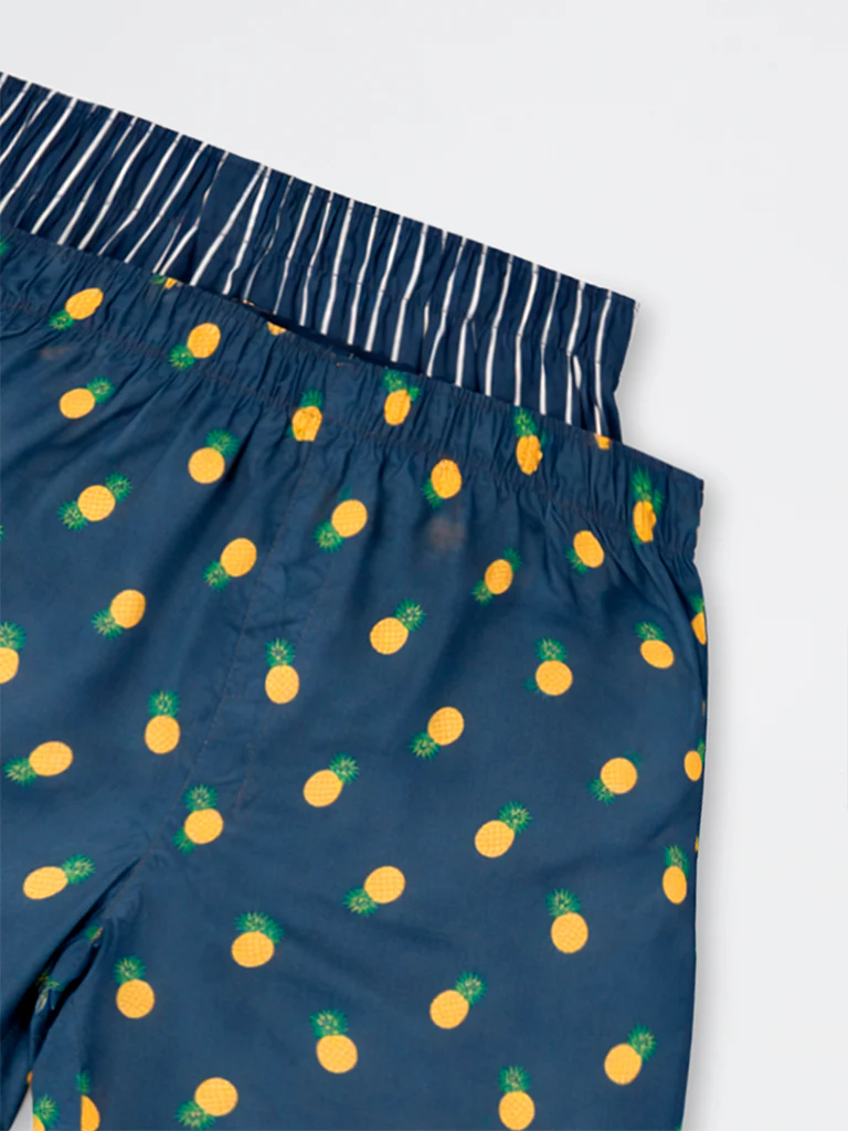 WES Lounge Navy Relaxed-Fit Cotton Boxers - Pack of 2 - Image 3