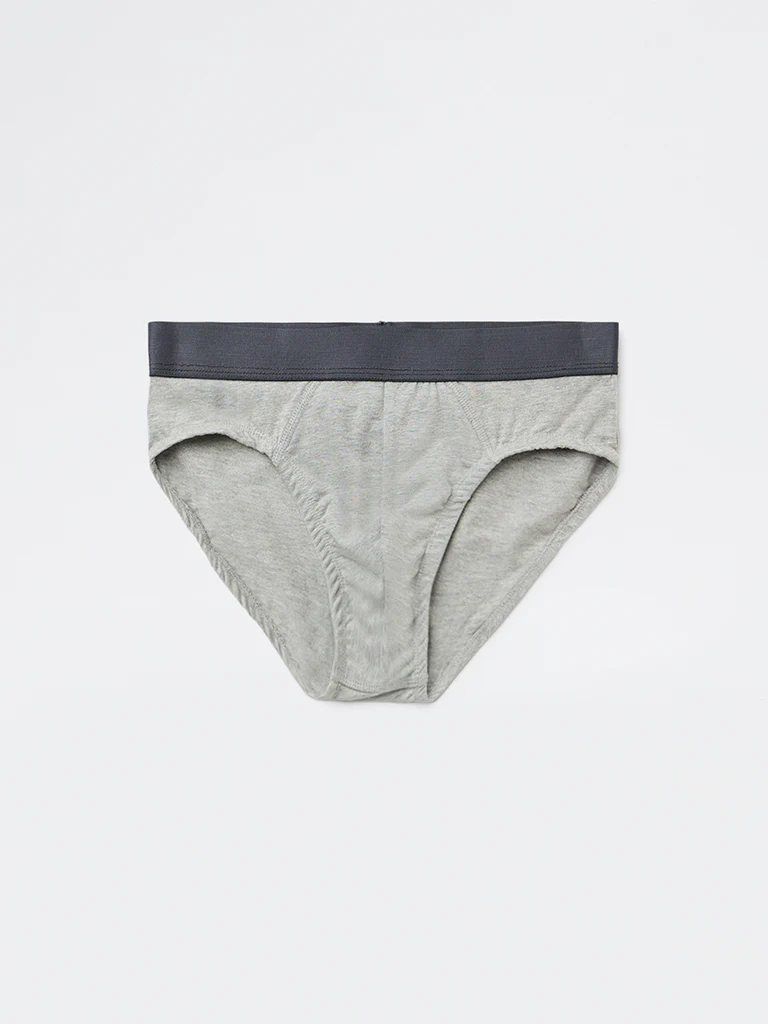 WES Lounge Navy Solid Cotton-Blend Briefs - Pack of 3 - Image 2