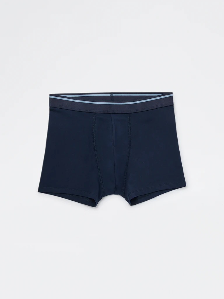 WES Lounge Navy Striped Cotton-Blend Trunks - Pack of 3 - Image 2
