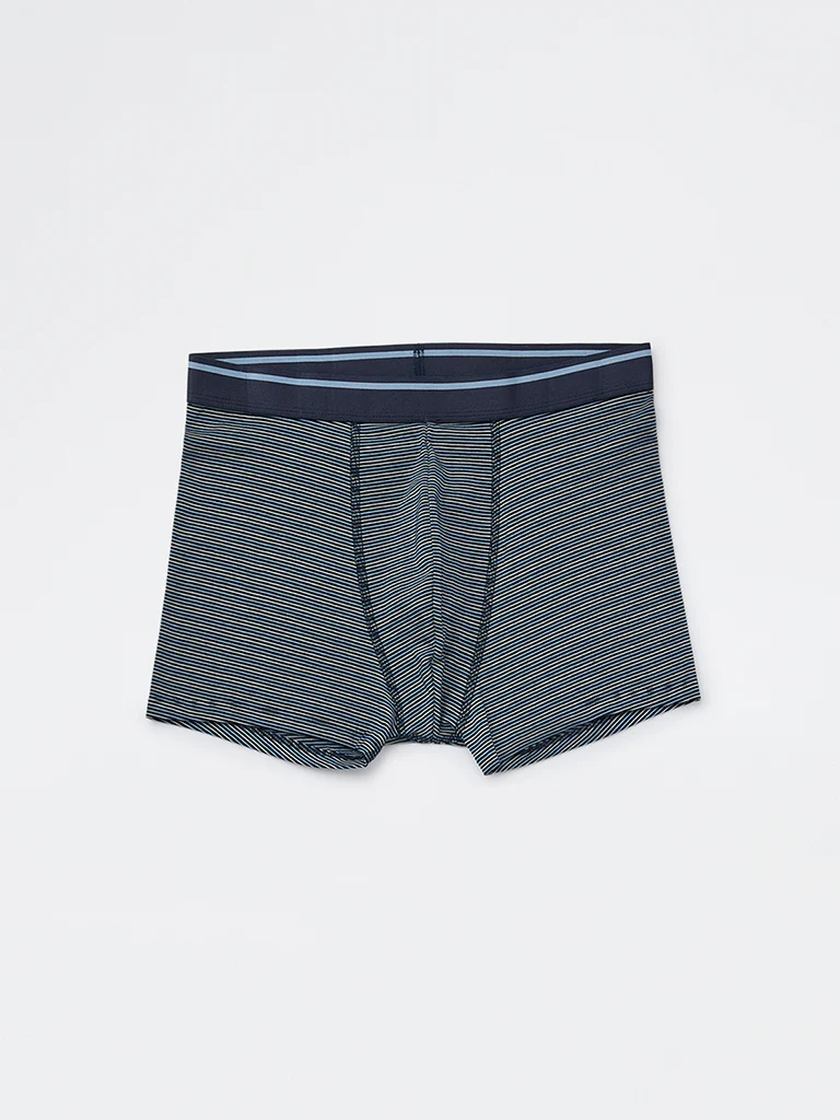 WES Lounge Navy Striped Cotton-Blend Trunks - Pack of 3 - Image 3
