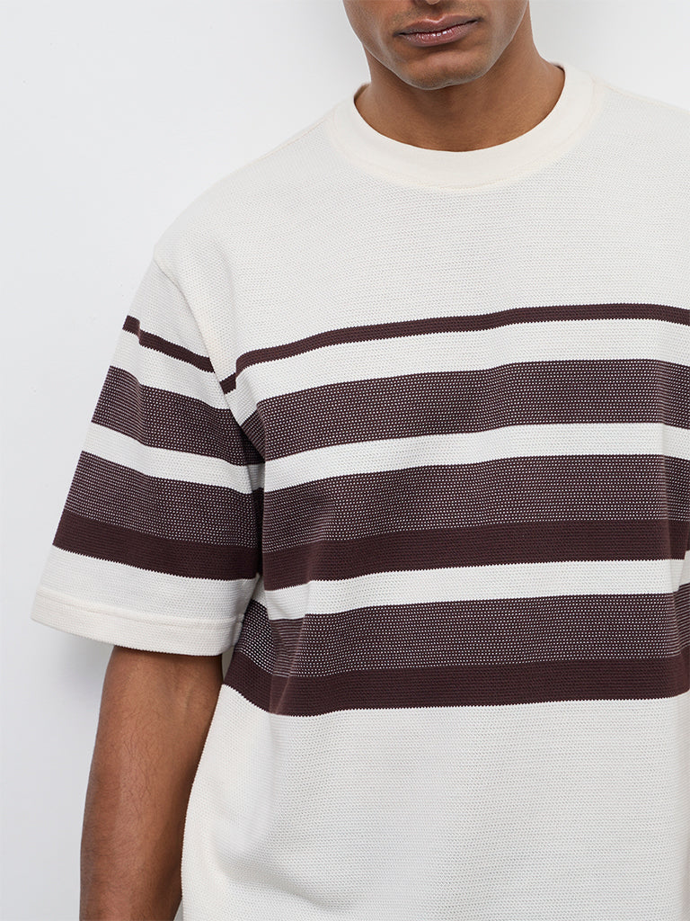 WES Lounge Off-White Relaxed-Fit Cotton-Blend T-Shirt - Image 2