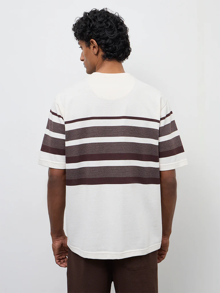 WES Lounge Off-White Relaxed-Fit Cotton-Blend T-Shirt - Image 3