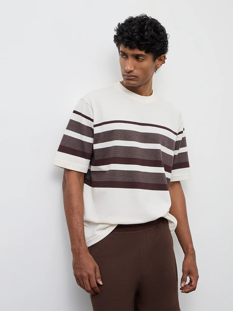 WES Lounge Off-White Relaxed-Fit Cotton-Blend T-Shirt - Image 4