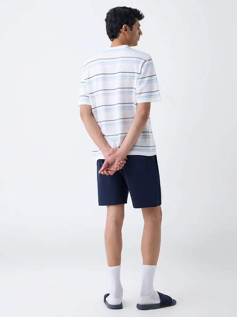 WES Lounge Off-White Striped Relaxed-Fit T-Shirt - Image 4