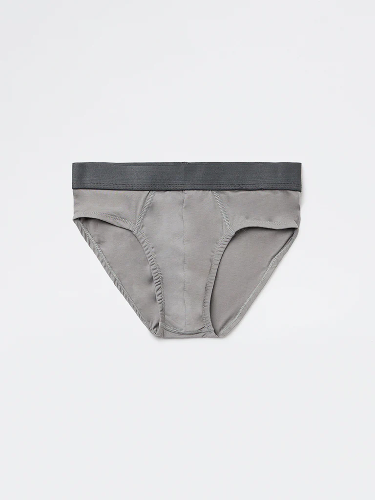 WES Lounge Olive Solid Cotton-Blend Briefs - Pack of 3 - Image 2