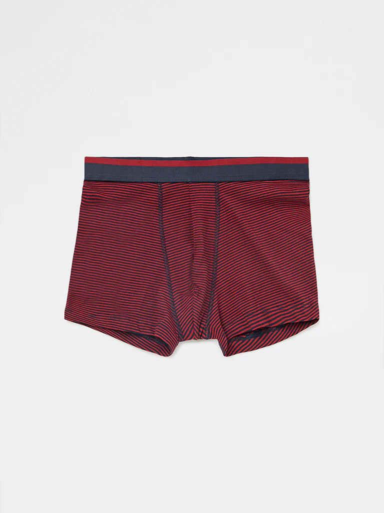 WES Lounge Red Striped Cotton Trunks - Pack of 3 - Image 3