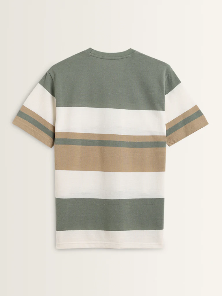 WES Lounge Sage Colour-Blocked Relaxed-Fit Cotton-Blend T-Shirt - Image 6