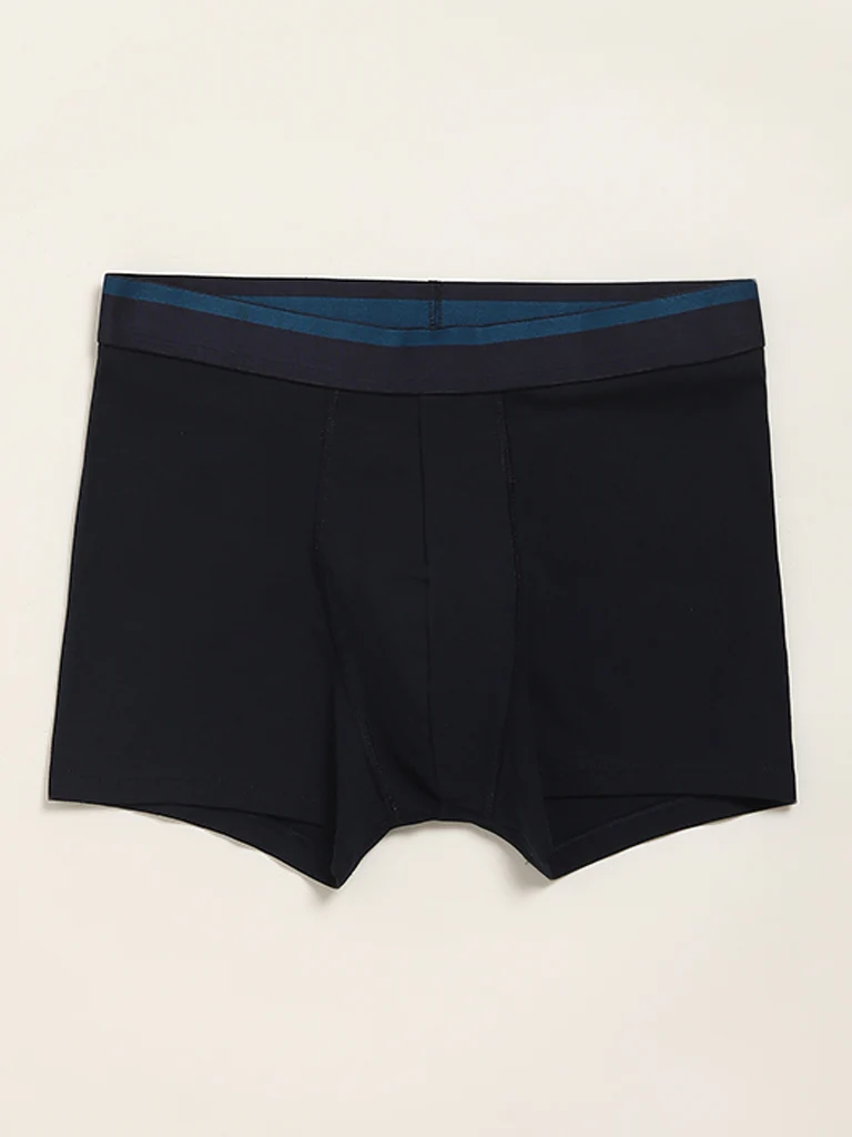 WES Lounge Teal Cotton-Blend Relaxed Fit Trunks - Pack of 3 - Image 5