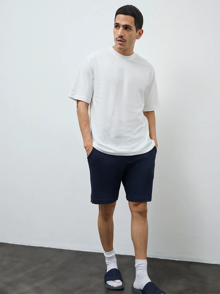 WES Lounge White Relaxed-Fit Cotton-Blend T-Shirt - Image 2
