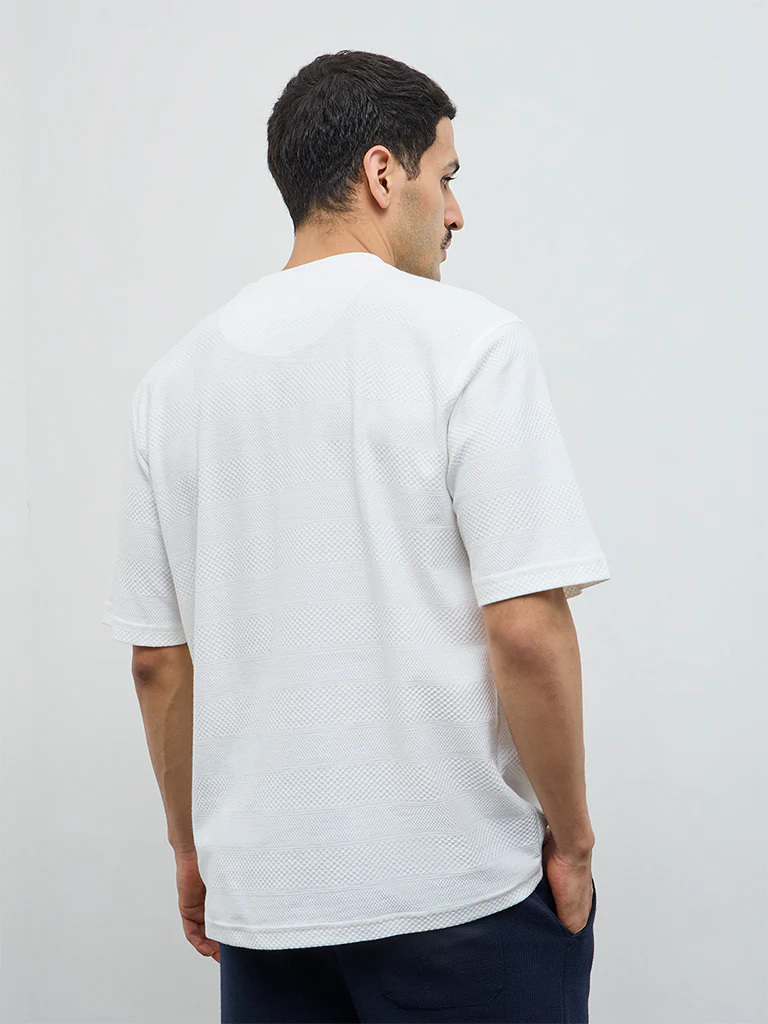 WES Lounge White Relaxed-Fit Cotton-Blend T-Shirt - Image 4
