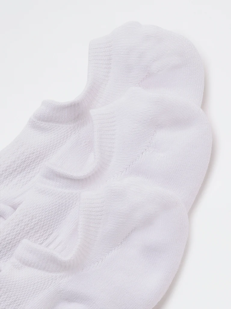 WES Lounge White Solid Cotton-Blend No Show Socks - Pack of 3 - Image 3