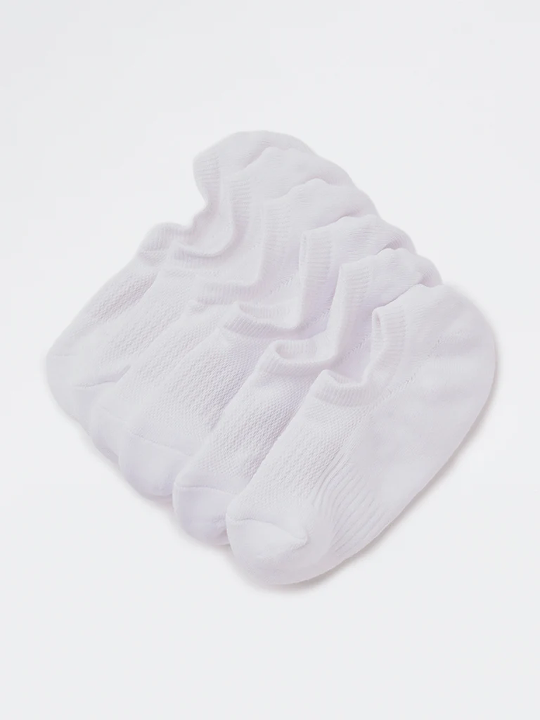 WES Lounge White Textured Cotton-Blend Socks - Pack of 3 - Image 3