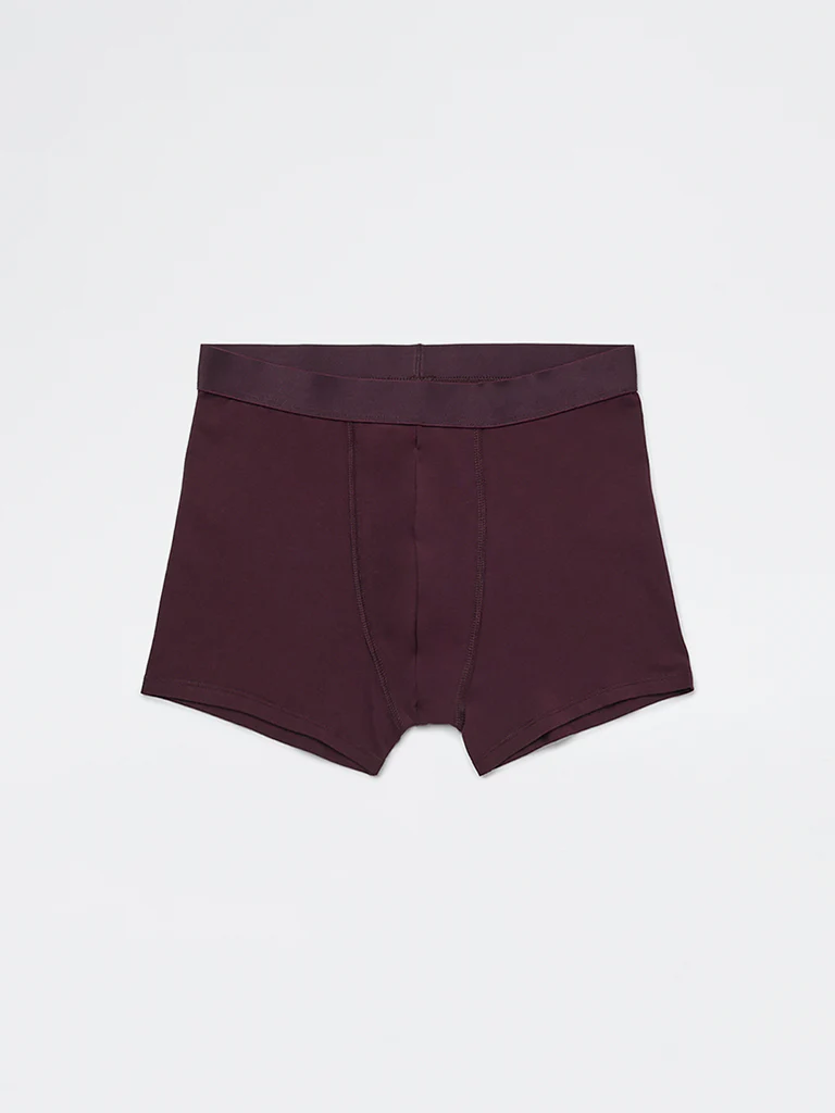WES Lounge Wine Solid Cotton-Blend Trunks - Pack of 3 - Image 2