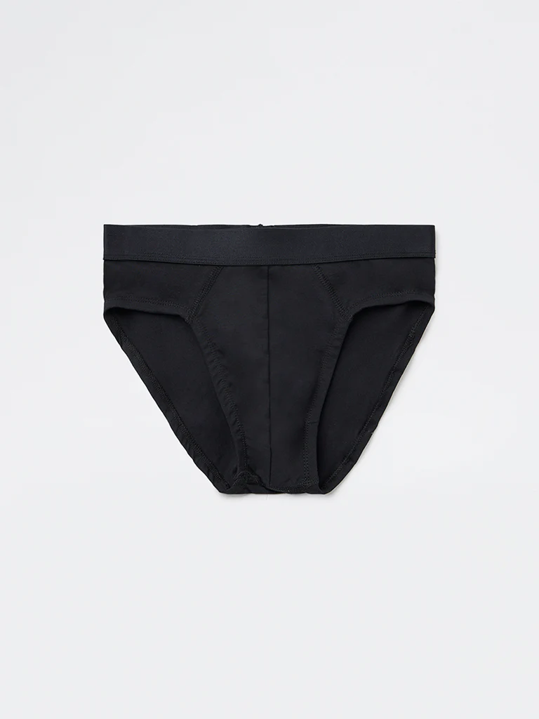 WES Lounge Wine Solid Cotton-Blend Briefs - Pack of 3 - Image 3
