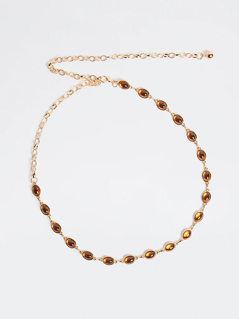 Westside Accessories Amber Oval Stone Metal Belt
