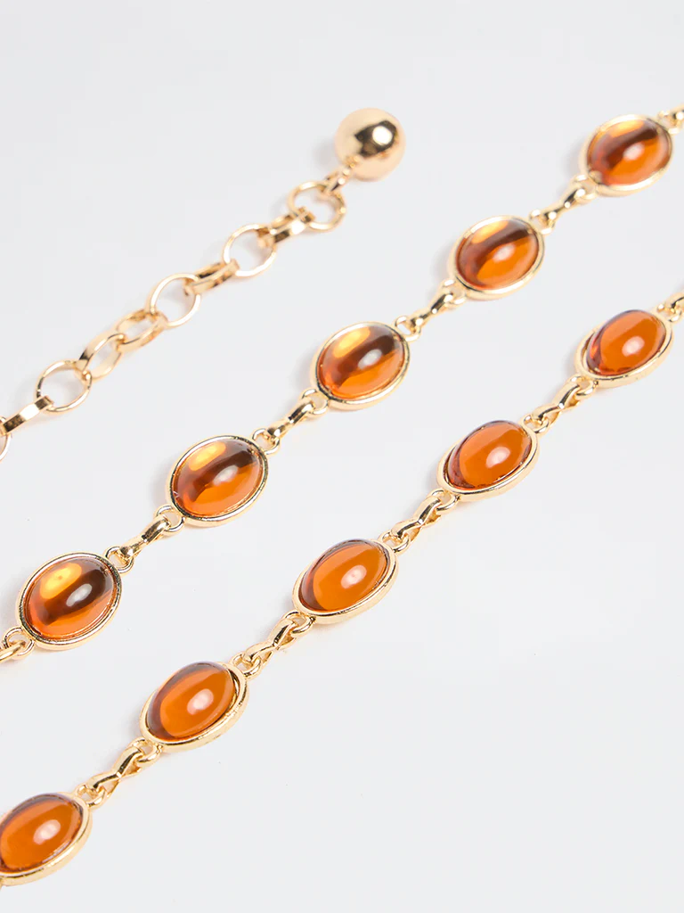 Westside Accessories Amber Oval Stone Metal Belt - Image 2