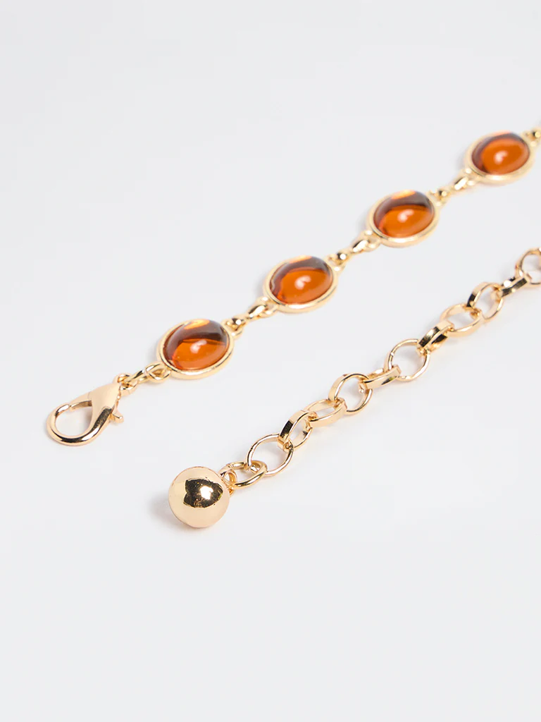 Westside Accessories Amber Oval Stone Metal Belt - Image 3