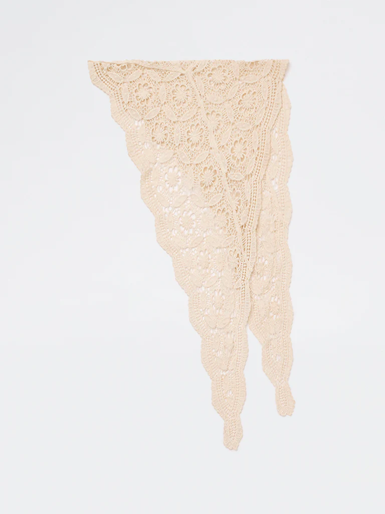 Westside Accessories Beige Crochet Design Scarf - Image 2