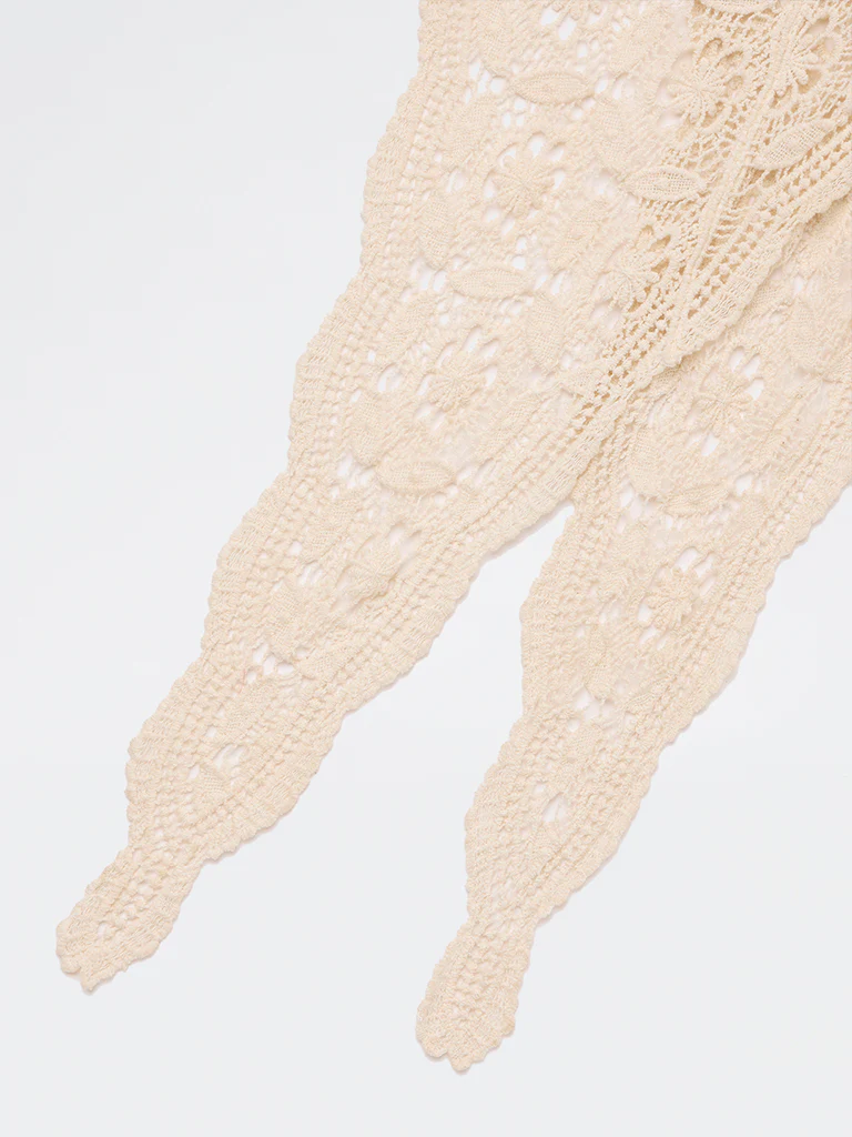 Westside Accessories Beige Crochet Design Scarf - Image 3