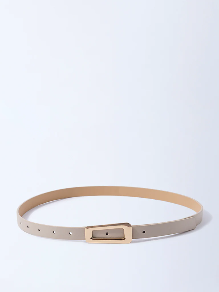 Westside Accessories Beige Triangle Buckle Belt