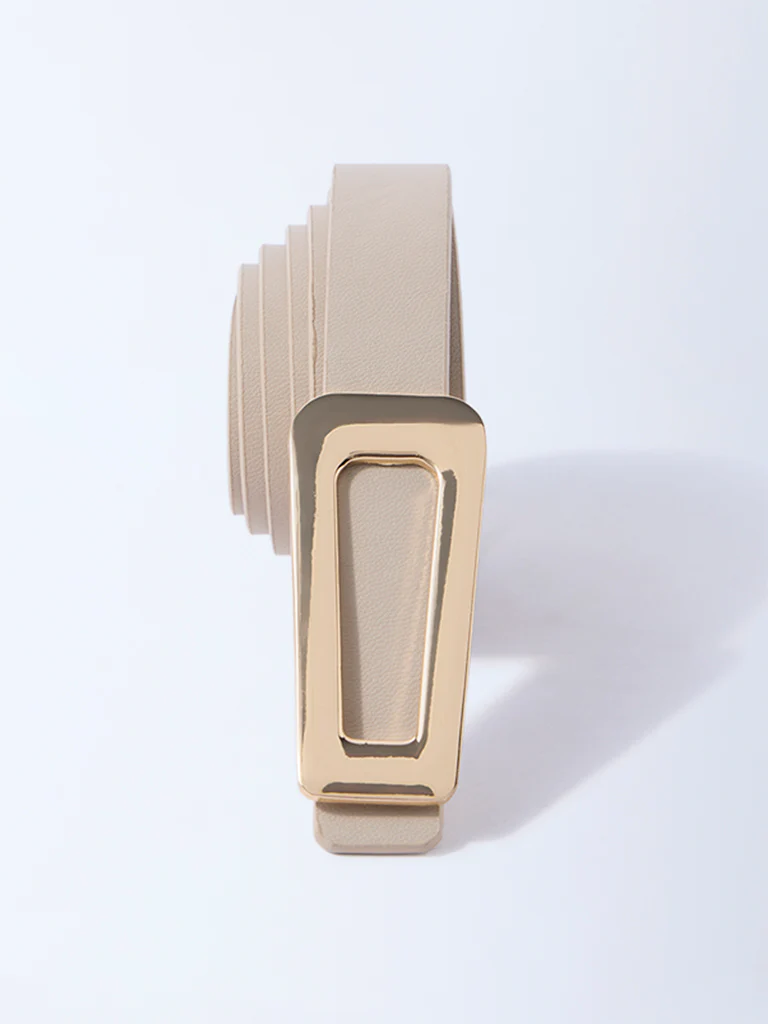 Westside Accessories Beige Triangle Buckle Belt - Image 2