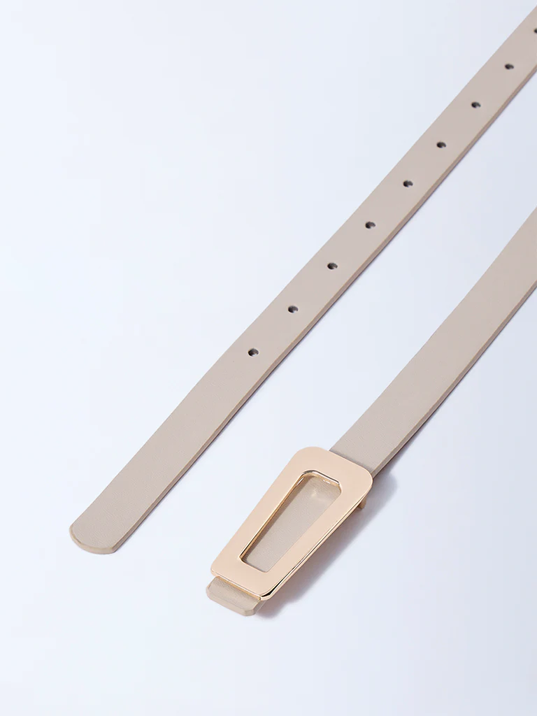 Westside Accessories Beige Triangle Buckle Belt - Image 3