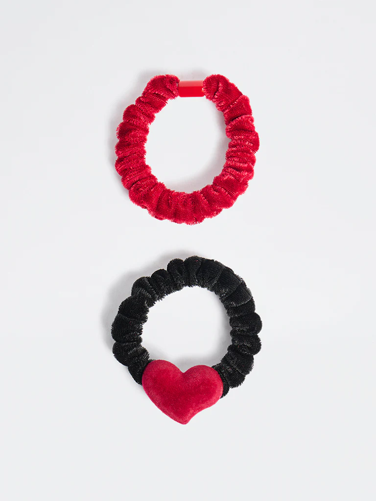 Westside Accessories Black and Red Velvet Hair Ties - Pack of 2