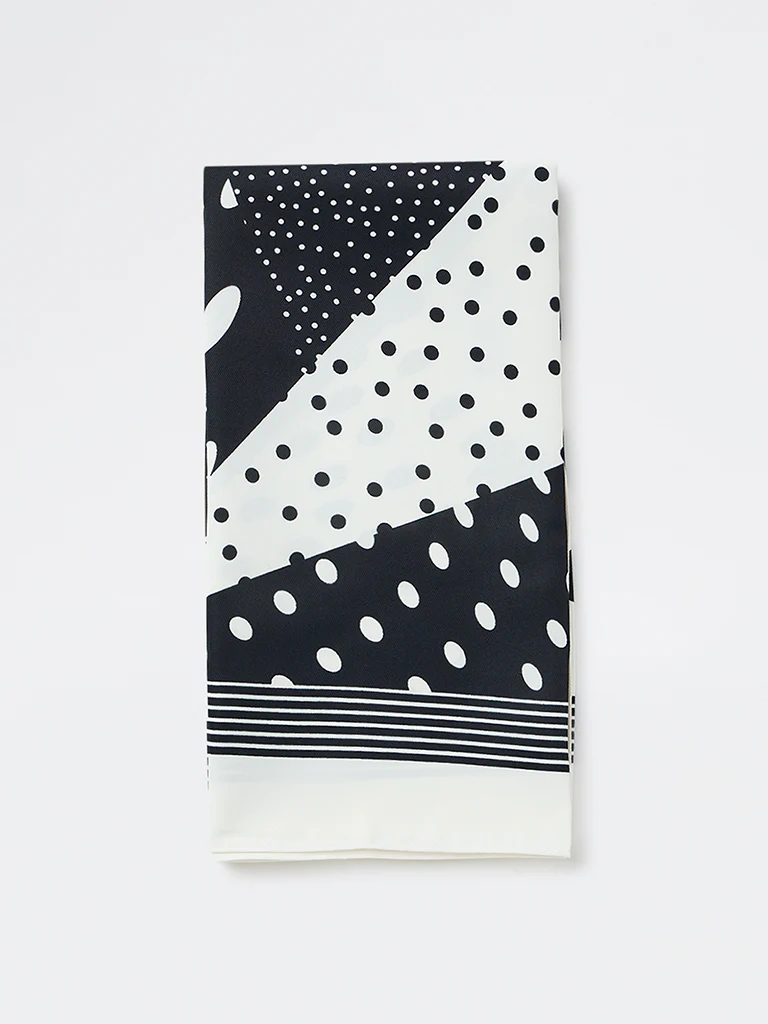 Westside Accessories Black and White Polka Dot Scarf