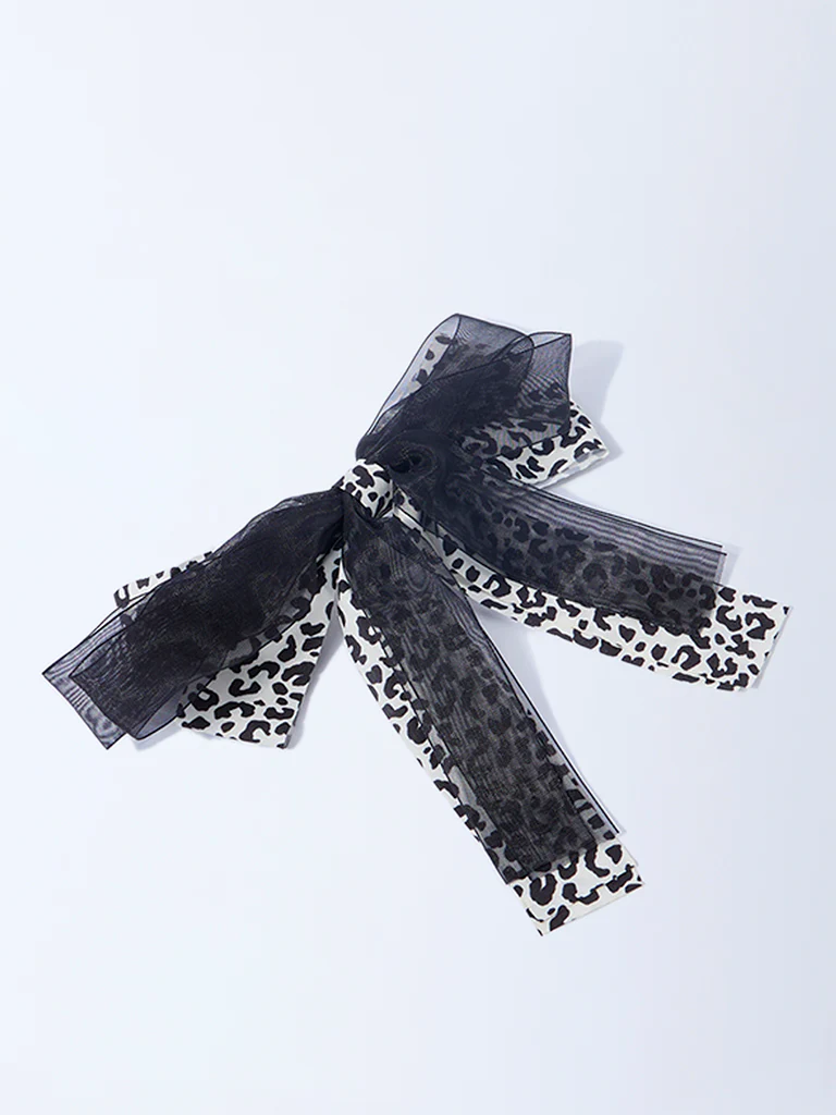 Westside Accessories Black Animal Printed Bow Clip - Image 2
