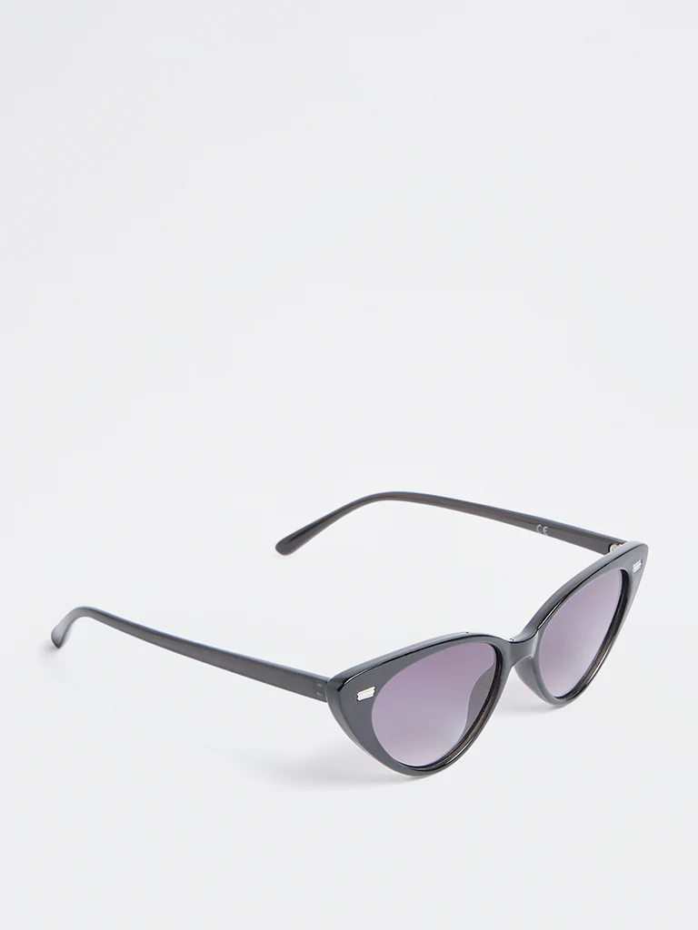 Westside Accessories Black Cateye Sunglasses - Comes with a Pouch and Cleaning Cloth - Image 2