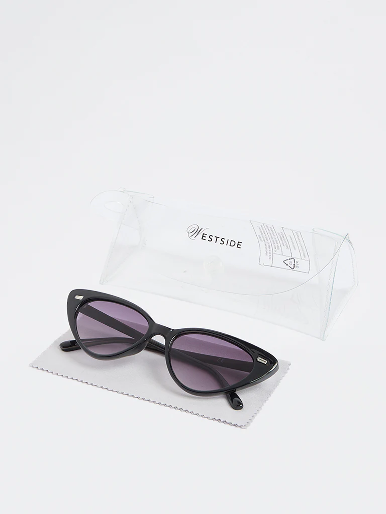 Westside Accessories Black Cateye Sunglasses - Comes with a Pouch and Cleaning Cloth - Image 4