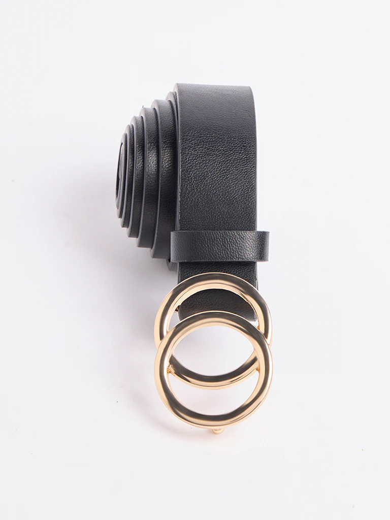 Westside Accessories Black Circular-Buckle Belt
