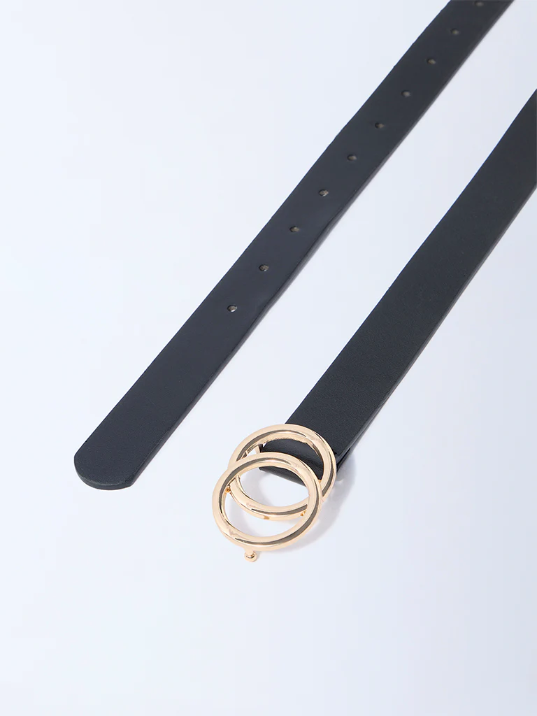 Westside Accessories Black Circular-Buckle Detailed Belt - Image 3